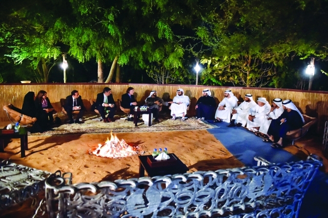 "وجانب من جلسة سموه خلال اللقاء"