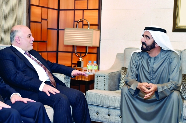 "سموه يتبادل الحديث مع رئيس وزراء العراق"