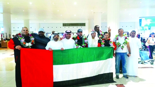 "مسؤولو الاتحاد مع الأبطال خلال الاستقبال\t- البيان"