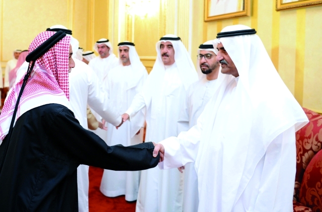 "الشرقي يتلقى بحضور المعلا تعازي سيف بن زايد وحضور عمار النعيمي وراشد بن سعود المعلا"