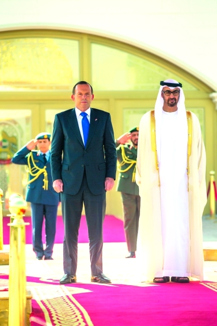 "ولي عهد أبوظبي خلال استقباله رئيس الوزراء الأسترالي"