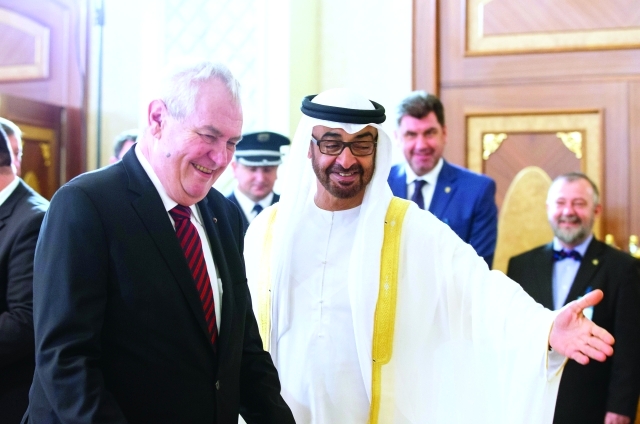 "محمد بن زايد لدى إستقباله رئيس التشيك"