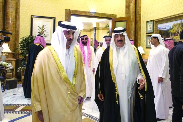 "هزاع وسيف وطحنون بن زايد ومتعب بن عبد الله خلال اللقاء"