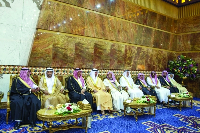 "حمدان بن محمد وهزاع وسيف وطحنون ومنصور بن زايد ومقرن بن عبدالعزيز ومحمد بن نايف"