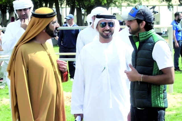 "محمد بن راشد وحمدان بن محمد في حديث عن فعاليات المهرجان بحضور سلطان السبوسي - البيان"
