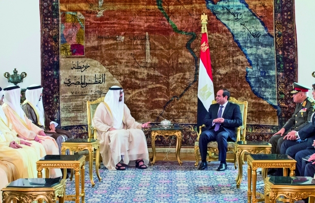 "محمد بن زايد خلال مباحثاته مع عبدالفتاح السيسي"