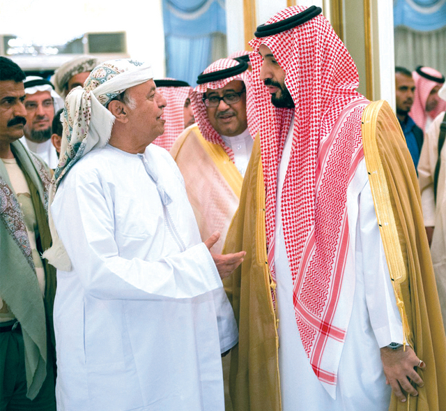 "هادي في الرياض في حديث مع وزير الدفاع السعودي واس"