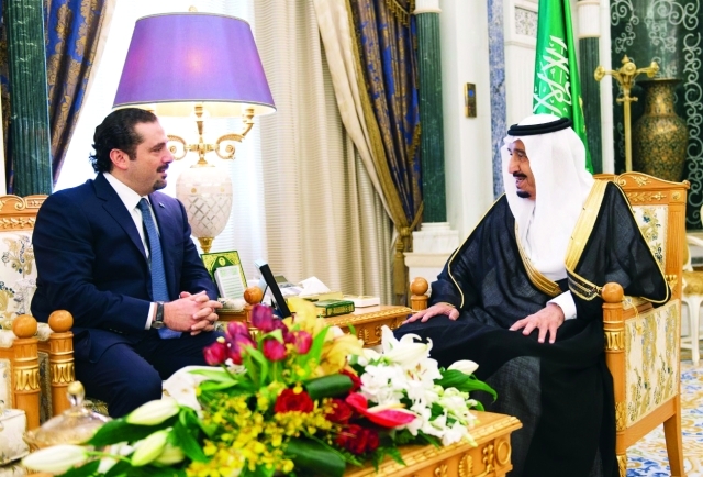 "خادم الحرمين مستقبلاً الحريري في الرياض\t واس"