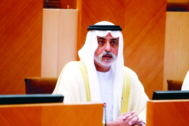 "■ نهيان بن مبارك خلال مداخلته"
