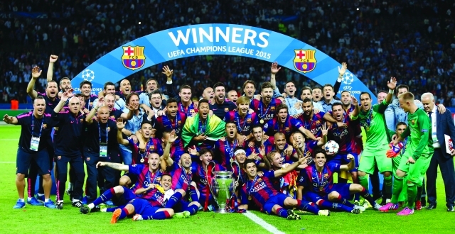 "■ برشلونة يكرر إنجاز الثلاثية | أ ب"