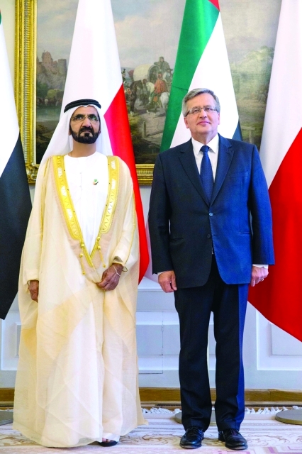 "■ محمد بن راشد والرئيس البولندي خلال اللقاء"