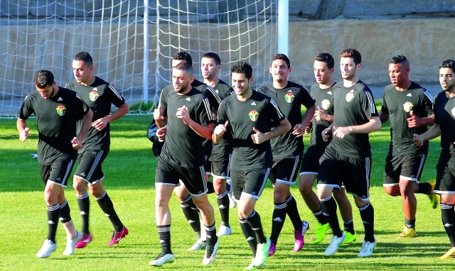 "■ جانب من تدريبات المنتخب الاردني لمواجهة ترينيداد وتوباغو | البيان"