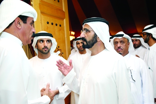 "محمد بن راشد يستقبل بحضور حمدان بن محمد ومكتوم بن محمد جموع المهنئين بشهر رمضان المبارك في قصر سموه بزعبيل ــ تصوير: خليفة عيسى"