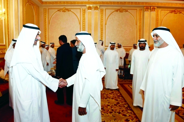 "■ حمد الشرقي خلال استقبال المهنئين"