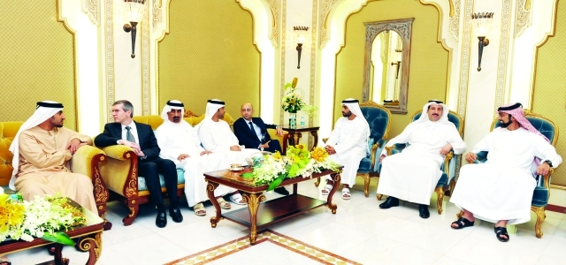 "■ ولي عهد عجمان خلال الاستقبال"