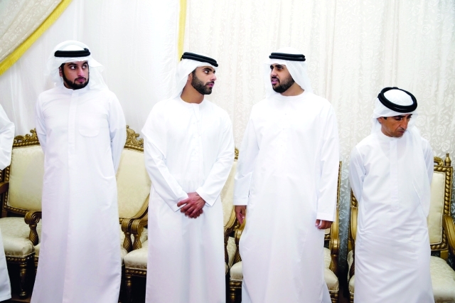 "أحمد ومنصور بن محمد وذياب بن محمد بن زايد وسعيد بن مكتوم"