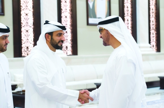 "■ محمد بن زايد مرحباً بسلطان بن أحمد القاسمي"