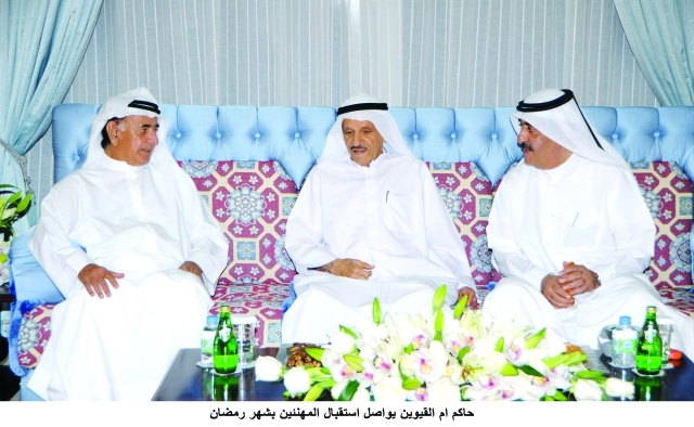 "حاكم أم القيوين خلال استقبال المهنئين ــ وام"