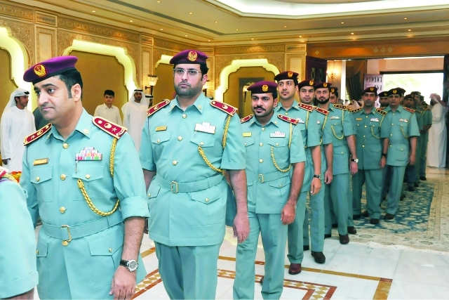 "■ القيادات الشرطية أثناء الاستقبال"