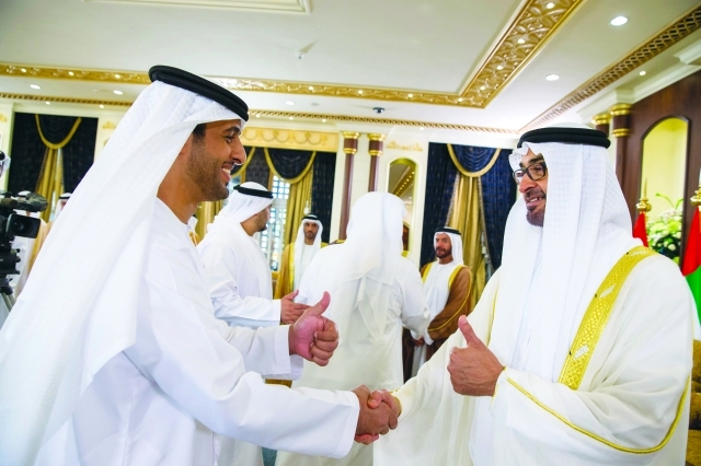 "■ محمد بن زايد يتقبل التهاني"