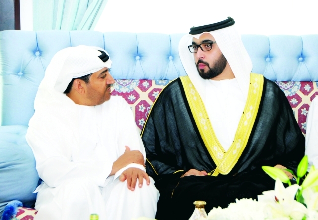 "■ ولي عهد أم القيوين خلال الاستقبال"