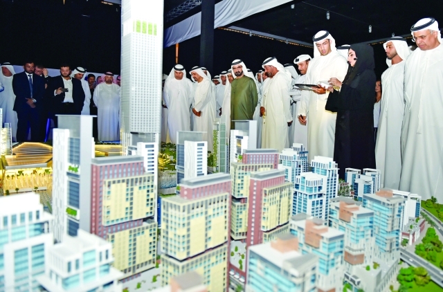 "محمد بن راشد آل مكتوم نائب رئيس الدولة رئيس مجلس الوزراء حاكم دبي يطلق مشروع (ميدان ون) السكني التجاري السياحي ــ تصوير: محمد هشام"