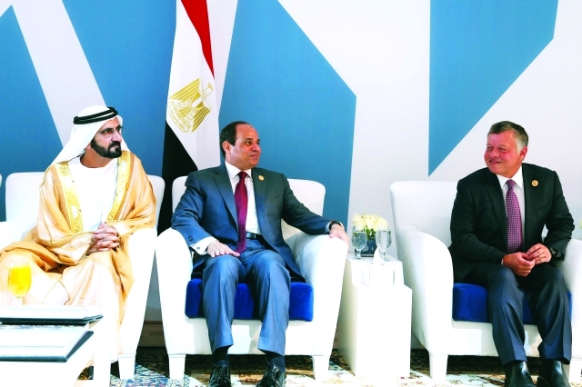 "نائب رئيس الدولة وعبد الفتاح السيسي وعبد الله الثاني"