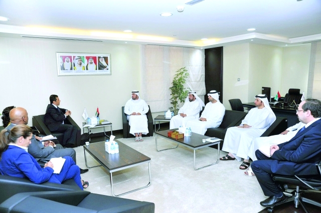 "■ محمد الفلاحي خلال استقباله وفد الأمم المتحدة | من المصدر"