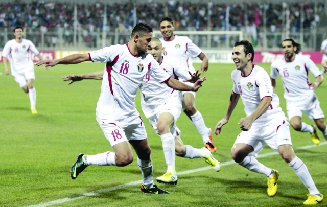 "فرحة لاعبي الأردن في إحدى المباريات - البيان"