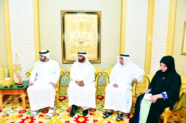 "■ مكتوم بن محمد وريم الهاشمي ومحمد الشيباني وسلطان البادي"
