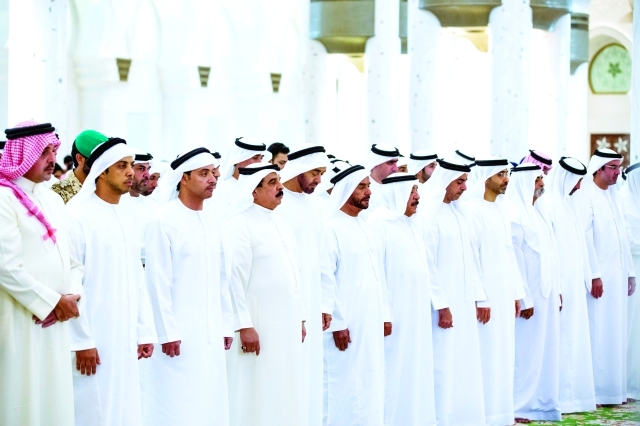 "محمد بن زايد وحمد بن عيسى وسرور بن محمد وهزاع وسيف ومنصور وذياب بن زايد ومحمد بن خليفة ونهيان بن مبارك"