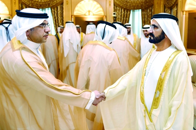 "■ نائب رئيس الدولة يتلقى التهاني من المواطنين بحضور حمدان ومكتوم بن محمد"