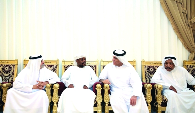"■ سعود بن صقر معزياً أسرة الشهيد أحمد الحمادي"