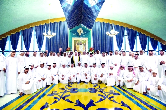 "■ محمد بن زايد خلال الحفل بحضور عبدالله بن زايد والمسؤولين وكبار الشخصيات | وام"