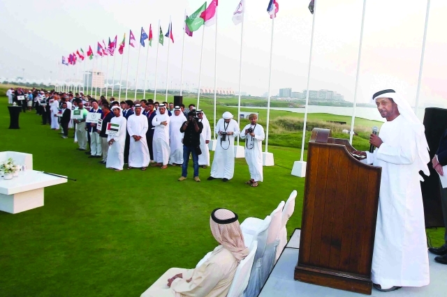 "■ فاهم بن سلطان القاسمي أثناء افتتاح البطولة | تصوير - مجدي إسكندر"