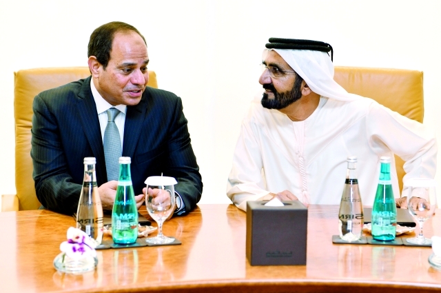 "■ نائب رئيس الدولة متحدثاً إلى الرئيس المصري"