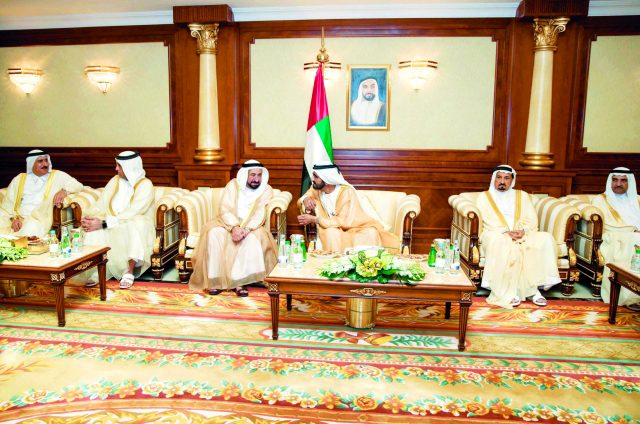"■ محمد بن راشد وسلطان القاسمي وحميد النعيمي وحمد الشرقي وسعود المعلا وسعود القاسمي"