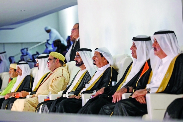 "■ محمد بن راشد ومحمد بن زايد والنعيمي والشرقي والمعلا وسعود بن صقر ومحمد السادس"