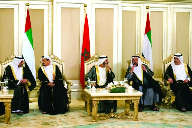 "■ محمد بن راشد وسلطان القاسمي وحميد النعيمي وحمد الشرقي وسعود المعلا"