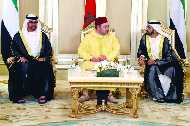 "■ محمد بن راشد ومحمد بن زايد وعاهل المغرب"