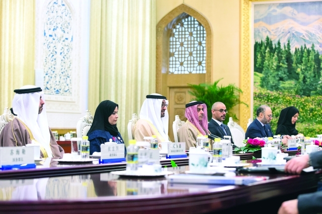"■ محمد بن زايد خلال جلسة المباحثات الثنائية"