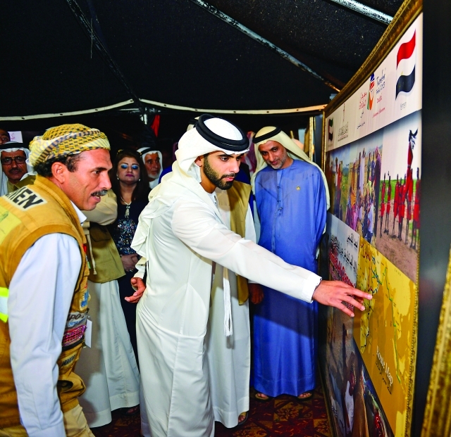 "■ سموه يطلع على مسار رحلة أحمد القاسمي التاريخية حول العالم على الجمال"