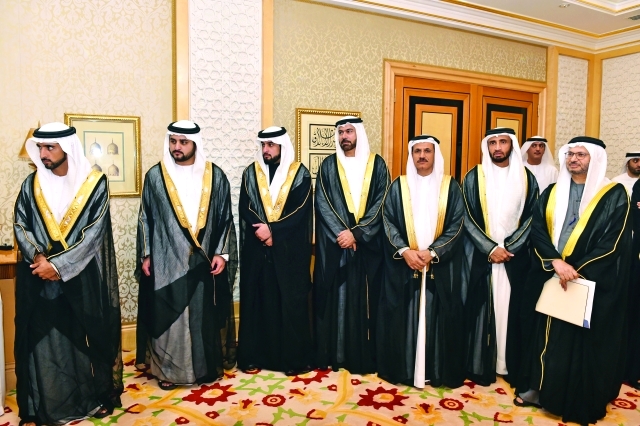 "■ حمدان ومكتوم وأحمد بن محمد ومحمد القرقاوي وسلطان المنصوري وأنور قرقاش ومحمد الشيباني"