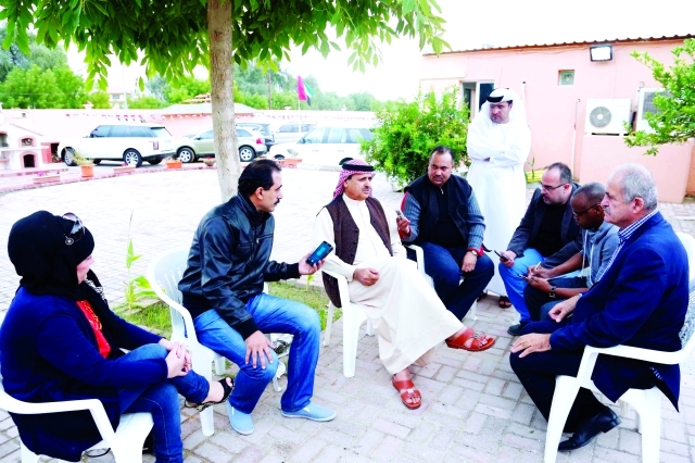 "■ القرقاوي خلال حديثه لوسائل الإعلام"