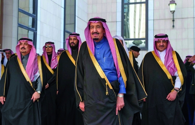 "خادم الحرمين الملك سلمان بن عبد العزيزوولي العهد الاميرمحمد بن نايف وولي ولي العهد الامير محمد بن سلمان ــ واس"