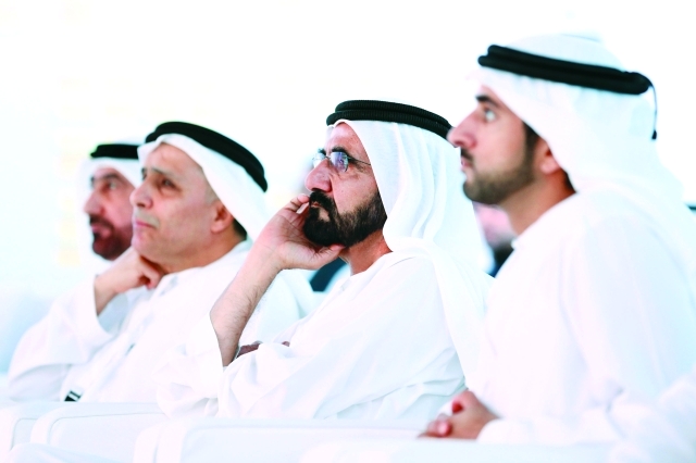 "■ محمد بن راشد وحمدان بن محمد ومطر الطاير"
