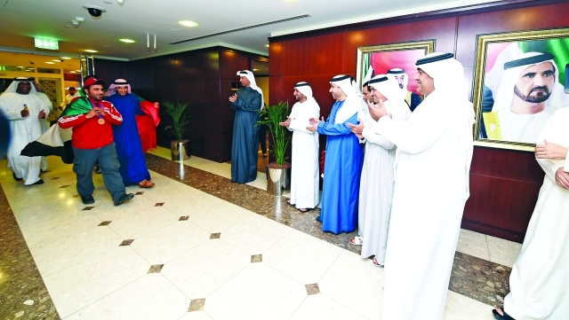 "■ جانب من حفل استقبال البطل"