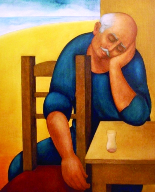"لوحة لؤي كيالي لرجل المقهى"