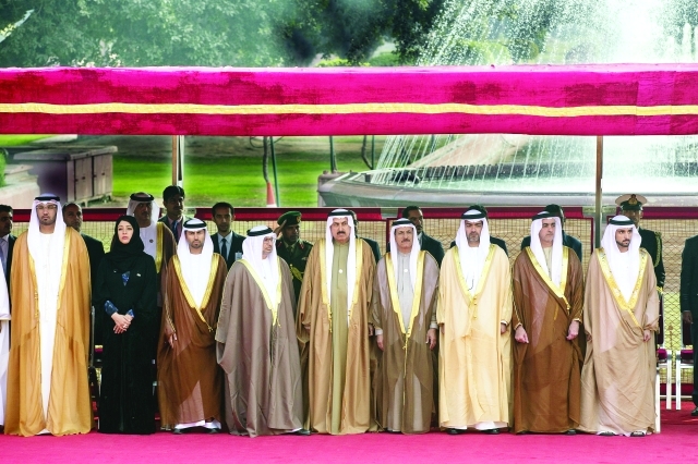 "■ حمدان بن محمد وسيف وحامد بن زايد وسلطان المنصوري وصقر غباش وأنور قرقاش وفارس المزروعي وريم الهاشمي وسلطان الجابر"
