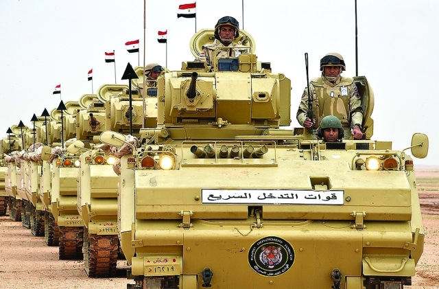"الجيش المصري لدى مشاركته في «رعد الشمال» | واس"